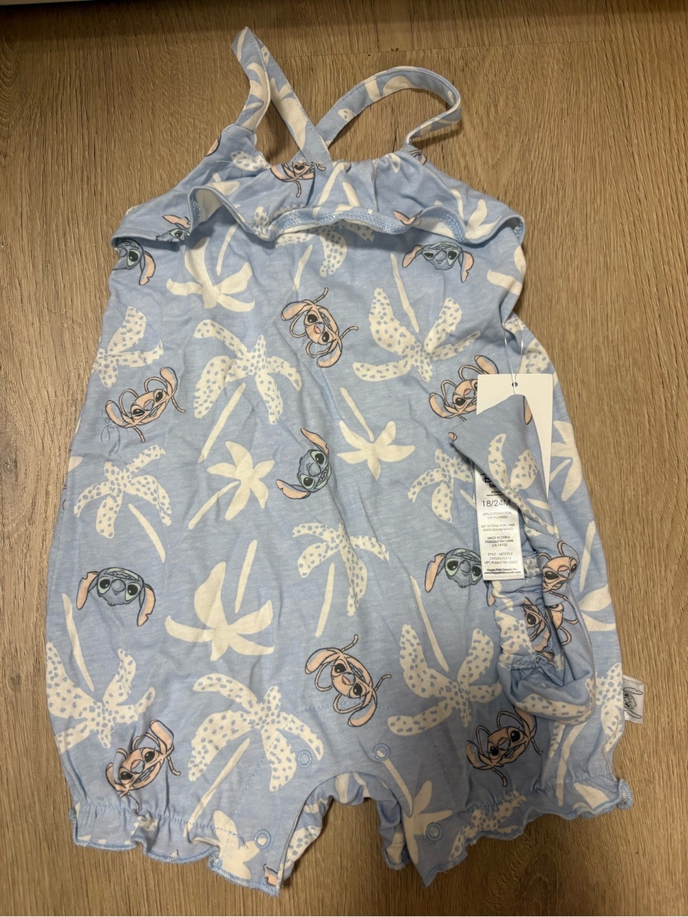 Baby Girl Blue Tropical Stitch Romper